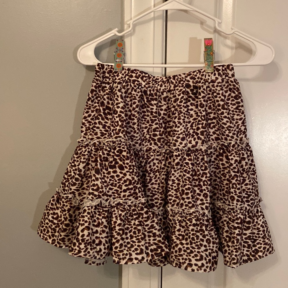 ruffled leopard print mini skirt